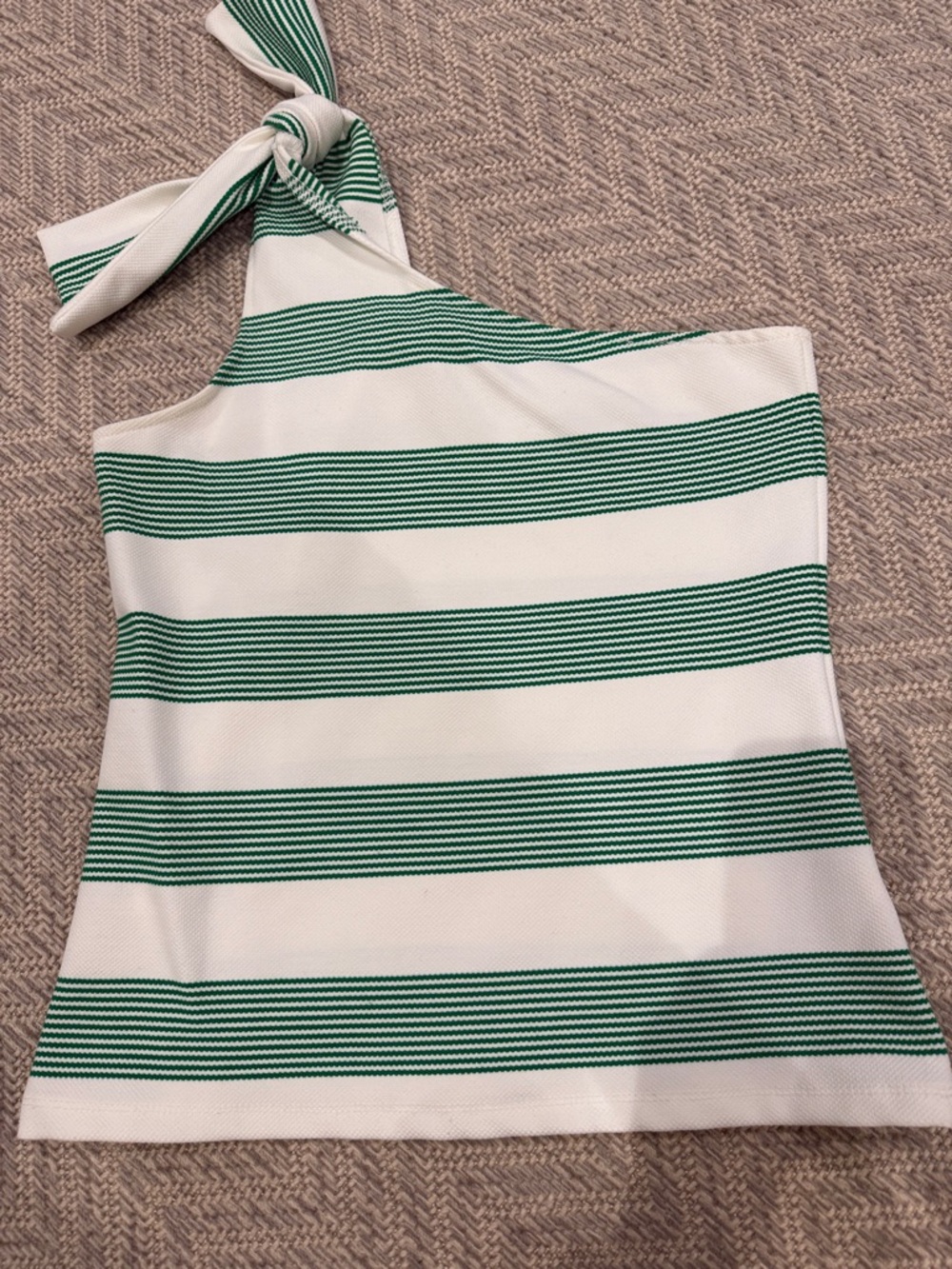 Anthropologie bishop + young Cream and Green One-Shoulder Striped Tank